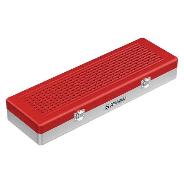 container implant model, 500 x 170 x 75 mm red perforated bottom and perforated lid 88.502.90