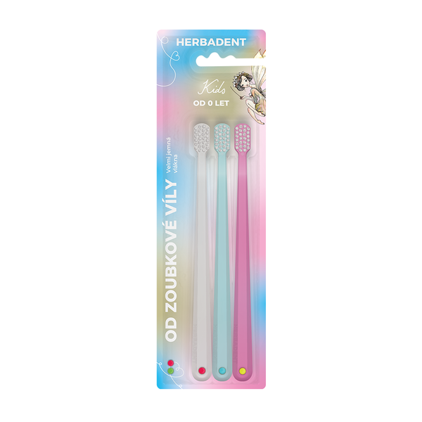 HERBADENT KIDS GLOW Zahnbürsten mit sehr weichen Borsten 3 Stk.